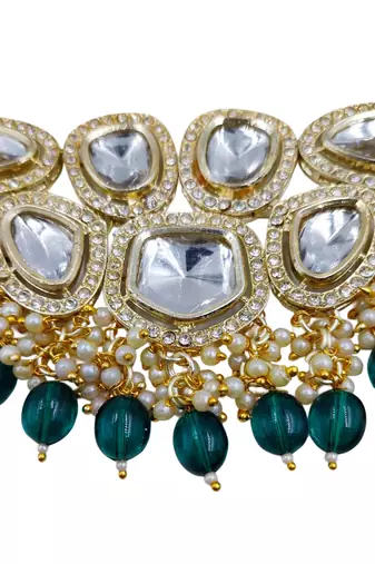 partywear kundan gold plated designer meenakari necklace jewellery set for women