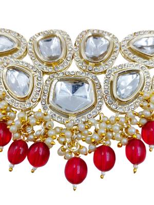 partywear kundan gold plated designer meenakari necklace jewellery set for women 4
