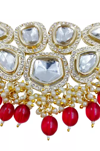 partywear kundan gold plated designer meenakari necklace jewellery set for women