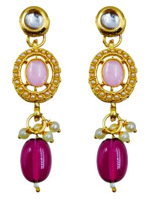 purple beaded pearl studed gold plated necklace jewellery set for women 3