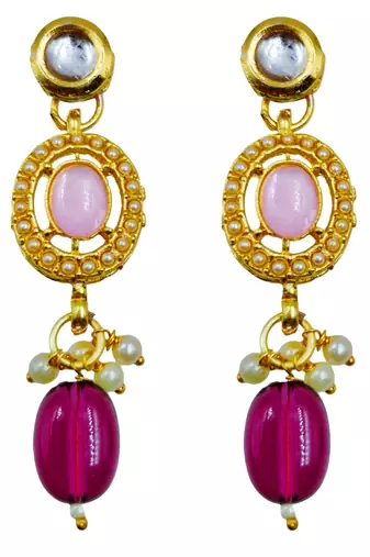 purple beaded pearl studed gold plated necklace jewellery set for women