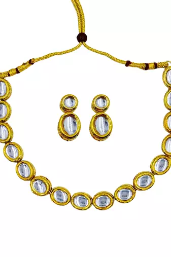 white gold plated necklace & earring jewellery set for women
