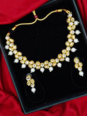 white gold plated necklace & earring jewellery set for women 1