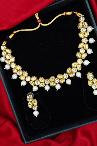 white gold plated necklace & earring jewellery set for women