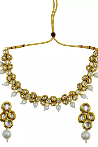 white gold plated necklace & earring jewellery set for women