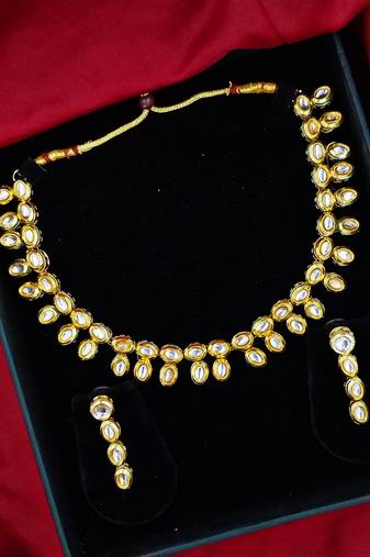white gold plated necklace & earring jewellery set for women
