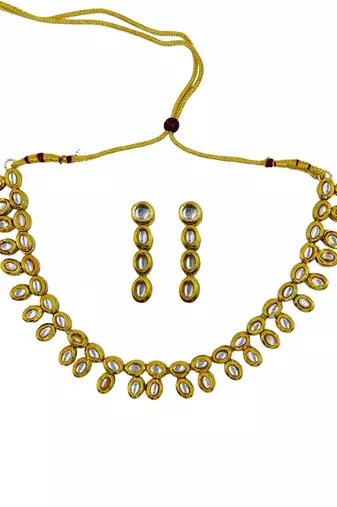 white gold plated necklace & earring jewellery set for women
