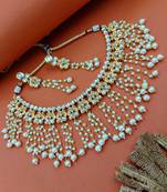 gold plated peacock designer ethnic necklace set for women