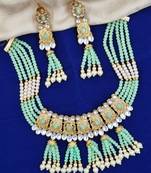 mint gold plated necklace set & earring ethnic jewellery set for women