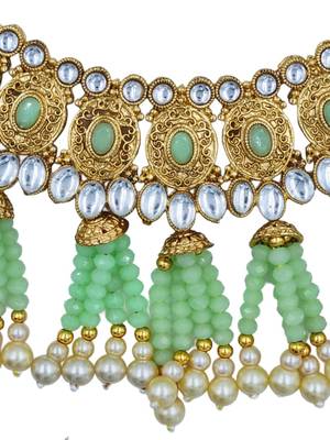 mint gold plated necklace set & earring ethnic jewellery set for women 2