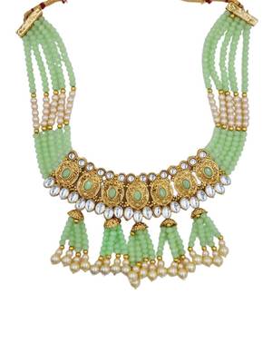 mint gold plated necklace set & earring ethnic jewellery set for women 3