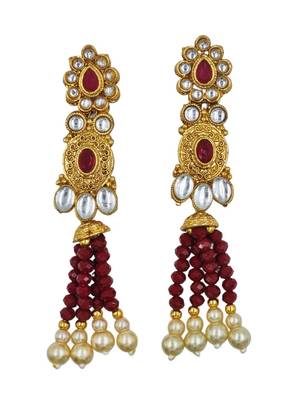 ruby gold plated necklace set & earring ethnic jewellery set for women 4