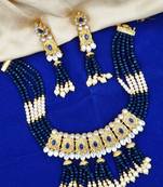 blue gold plated necklace set & earring ethnic jewellery set for women