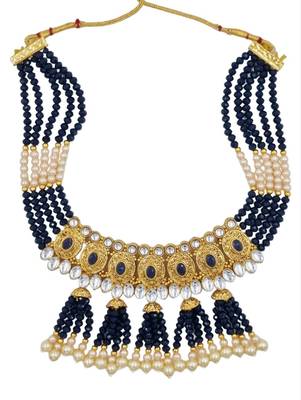 blue gold plated necklace set & earring ethnic jewellery set for women 3