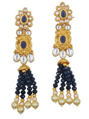 blue gold plated necklace set & earring ethnic jewellery set for women 4