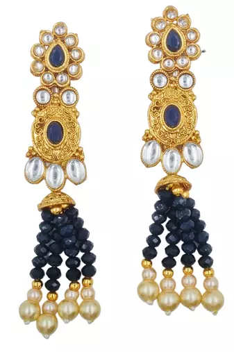 blue gold plated necklace set & earring ethnic jewellery set for women