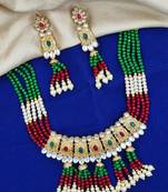 multi gold plated necklace set & earring ethnic jewellery set for women