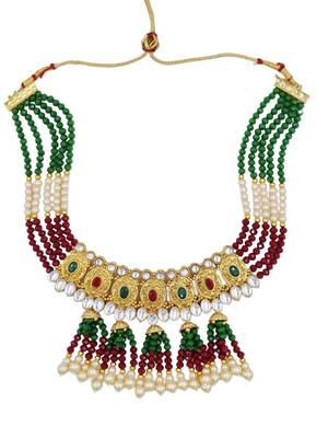 multi gold plated necklace set & earring ethnic jewellery set for women 3