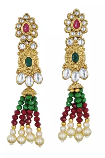 multi gold plated necklace set & earring ethnic jewellery set for women