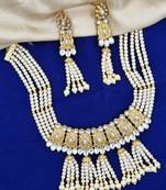 white gold plated necklace set & earring ethnic jewellery set for women