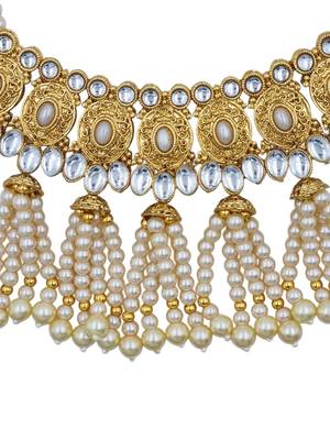 white gold plated necklace set & earring ethnic jewellery set for women 2