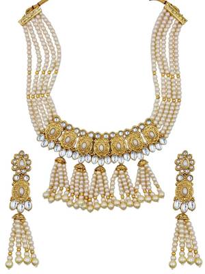 white gold plated necklace set & earring ethnic jewellery set for women 3