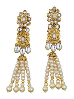 white gold plated necklace set & earring ethnic jewellery set for women 4