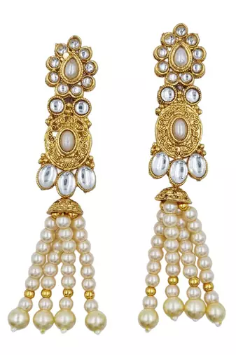 white gold plated necklace set & earring ethnic jewellery set for women