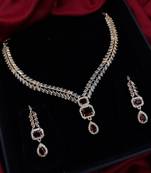 cubic zirconia studded gold plated designer necklace & earring for women