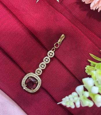 American diamond cz ruby red maang tikka for women 2