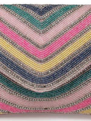 kooky pastel multi striped embellished satin sling bag 8