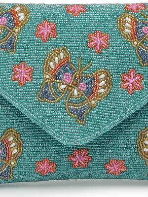 boho turquoise & multi quirky embellished satin sling bag 8