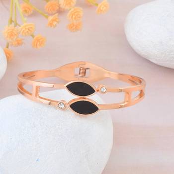 Rose gold black onyx bangle kada bracelet for women 1