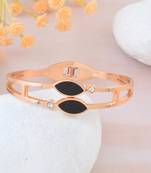 Rose gold black onyx bangle kada bracelet for women