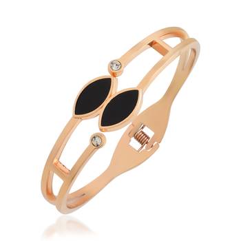 Rose gold black onyx bangle kada bracelet for women 2