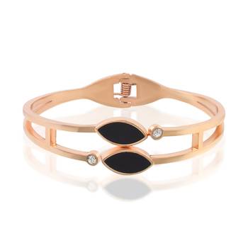 Rose gold black onyx bangle kada bracelet for women 4