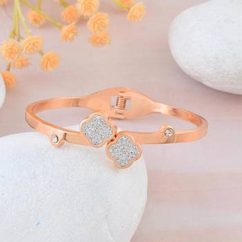 Rose gold cz studded bangle kada bracelet for women 1