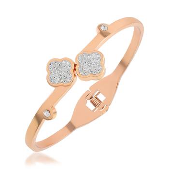 Rose gold cz studded bangle kada bracelet for women 2