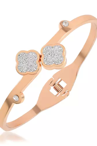 Rose gold cz studded bangle kada bracelet for women