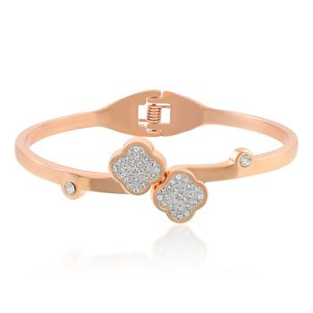 Rose gold cz studded bangle kada bracelet for women 4