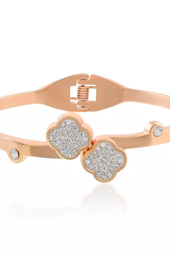 Rose gold cz studded bangle kada bracelet for women