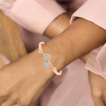Rose gold cz studded bangle kada bracelet for women 5
