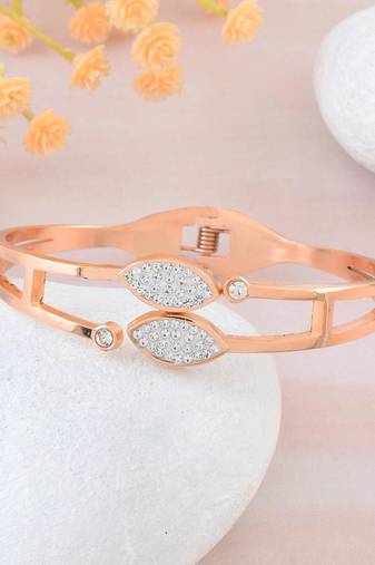 Rose gold imitation diamond kada bracelet women