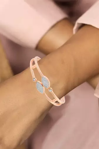 Rose gold imitation diamond kada bracelet women