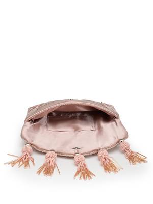  boho dusty pink abstract embellished satin sling bag 7