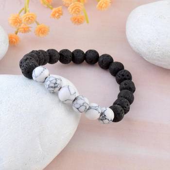Black lava stone & howlite beads bracelet 1