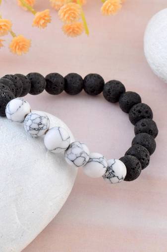 Black lava stone & howlite beads bracelet