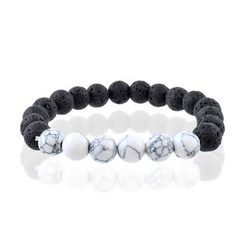 Black lava stone & howlite beads bracelet 2