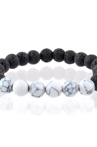 Black lava stone & howlite beads bracelet
