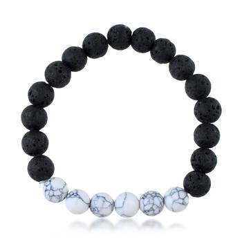 Black lava stone & howlite beads bracelet 3